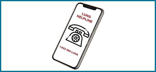 Photo of cellphone with lung helpline number inside of it.